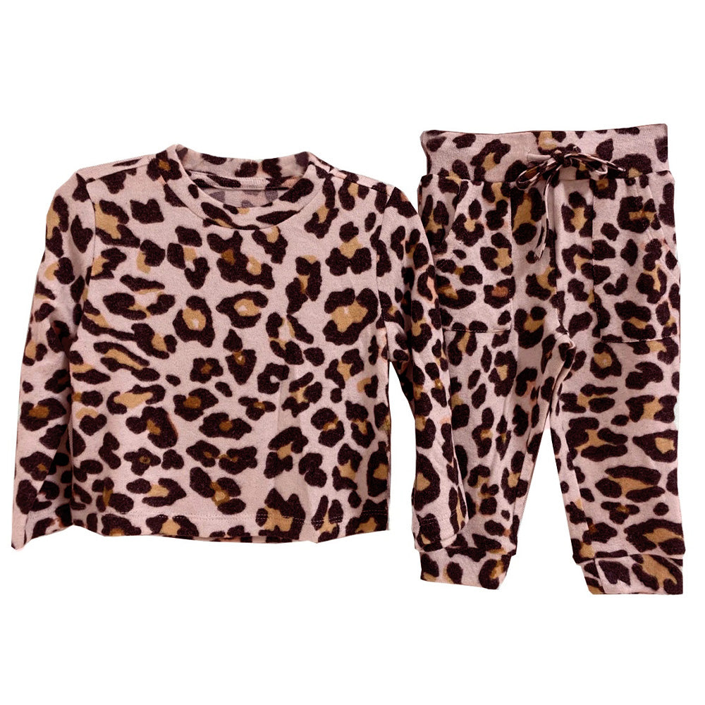 Kid's Lounge Set Pink Leopard