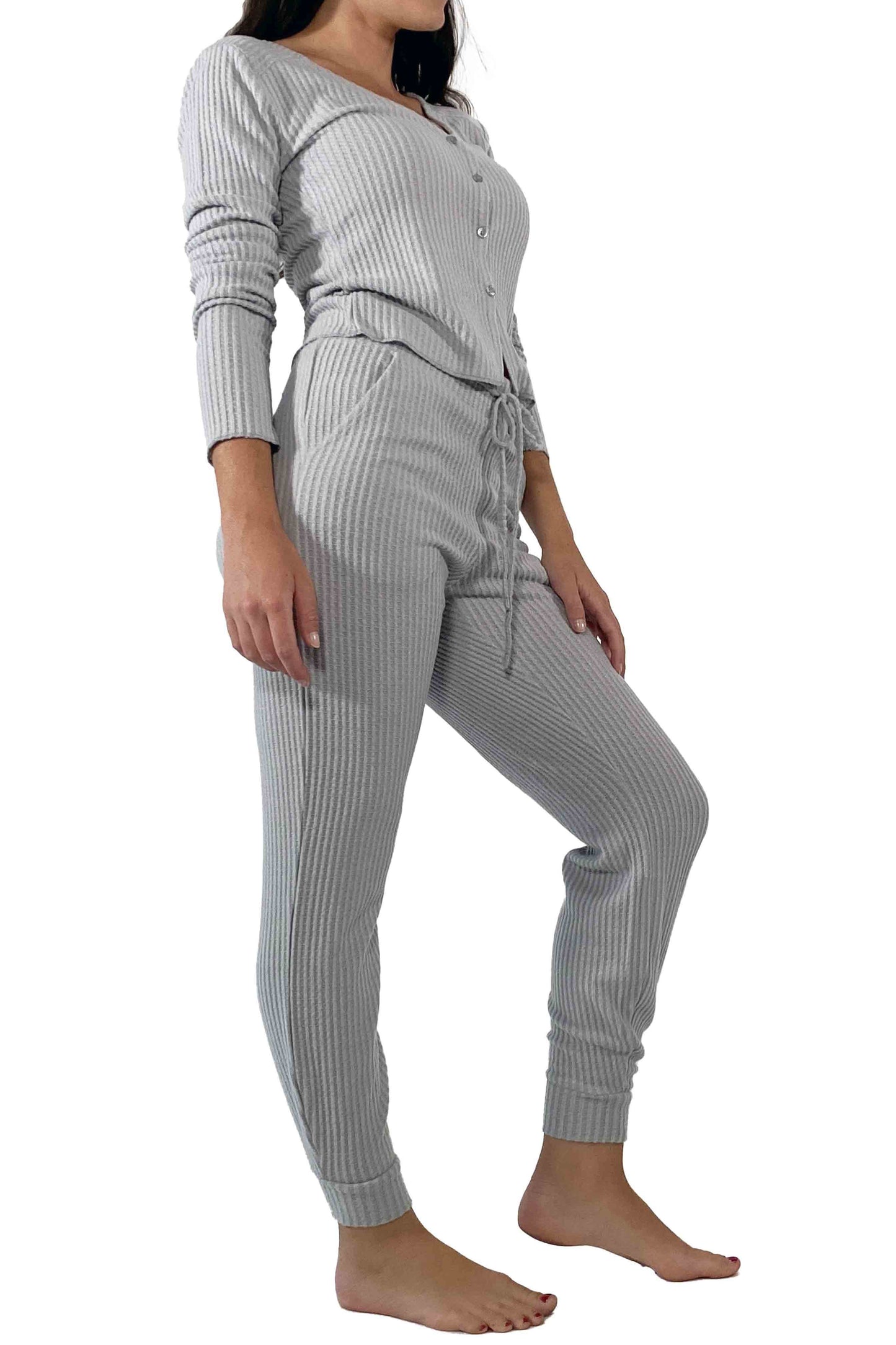 Women's Waffle Fleece Lounge Set (Top + Jogger)