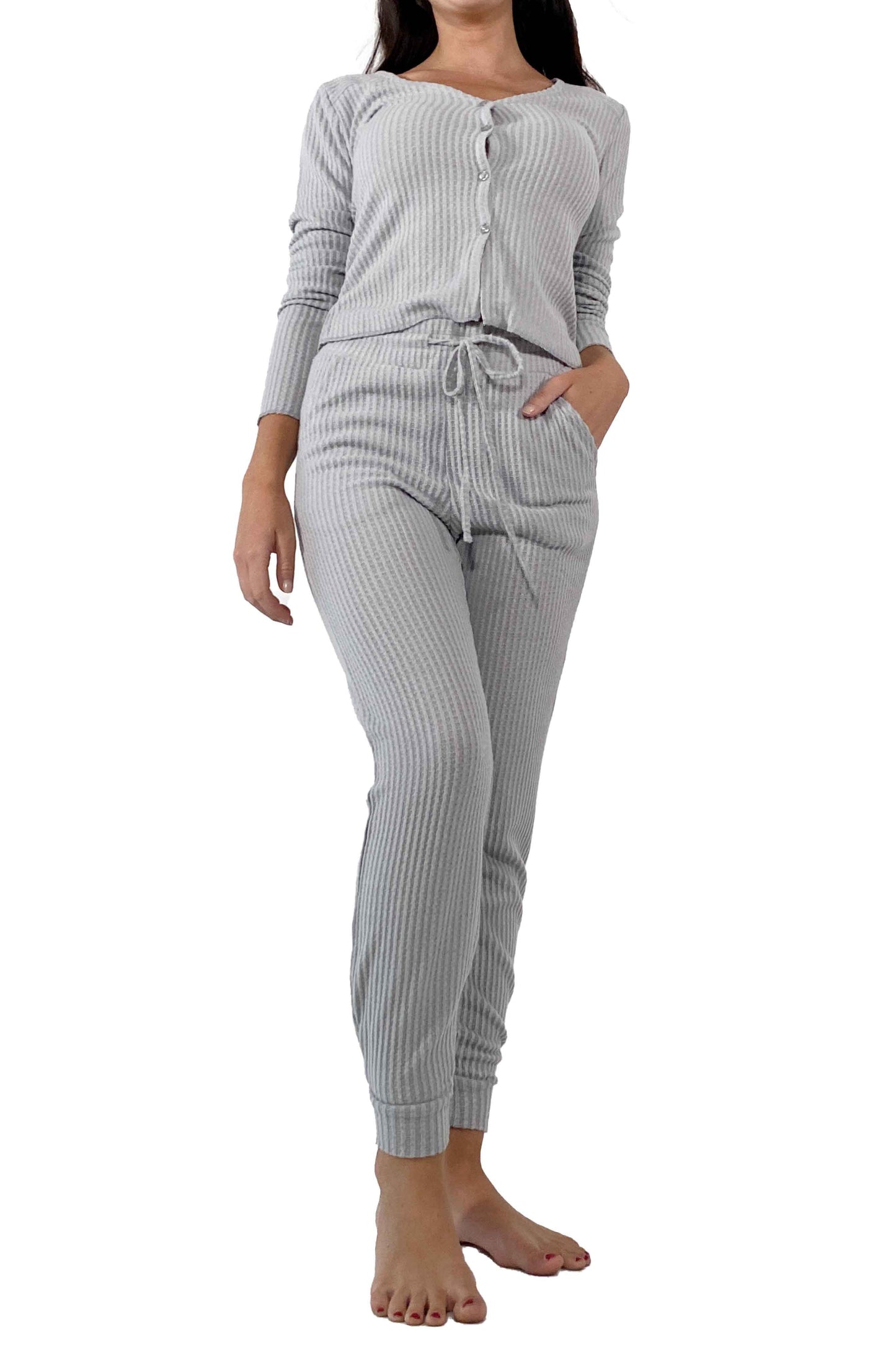 Women's Waffle Fleece Lounge Set (Top + Jogger)