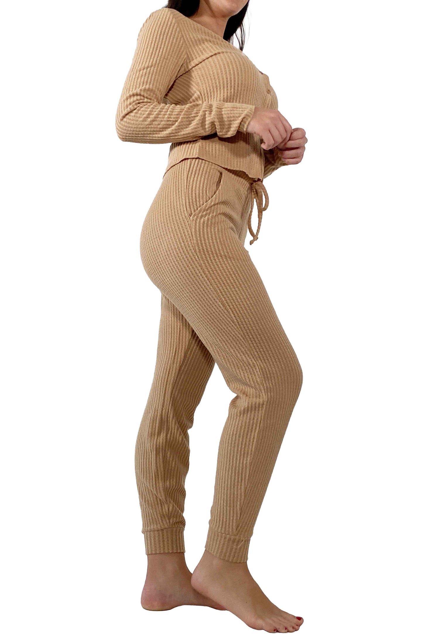 Women's Waffle Fleece Lounge Set (Top + Jogger)