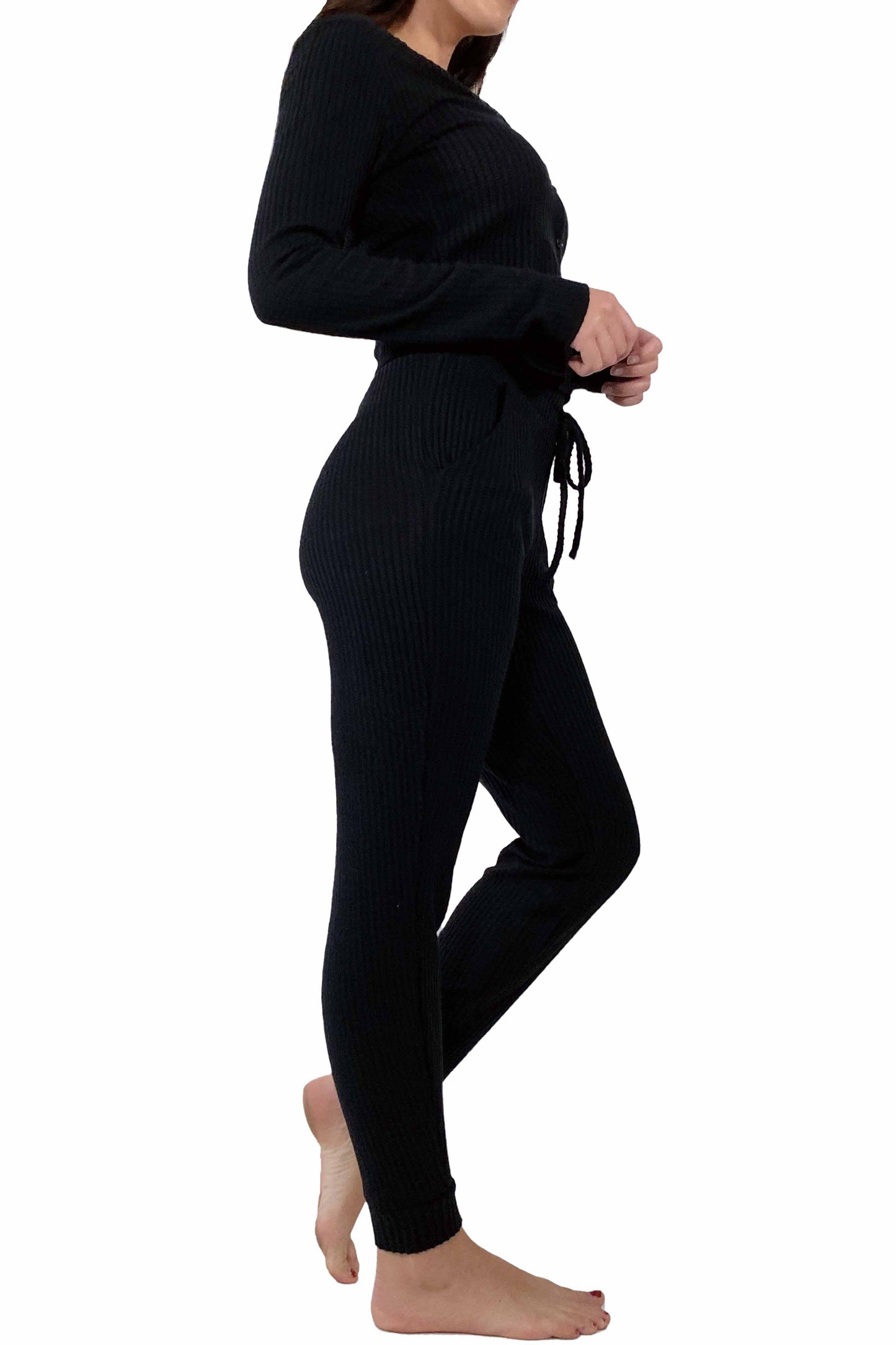 Women's Waffle Fleece Lounge Set (Top + Jogger)