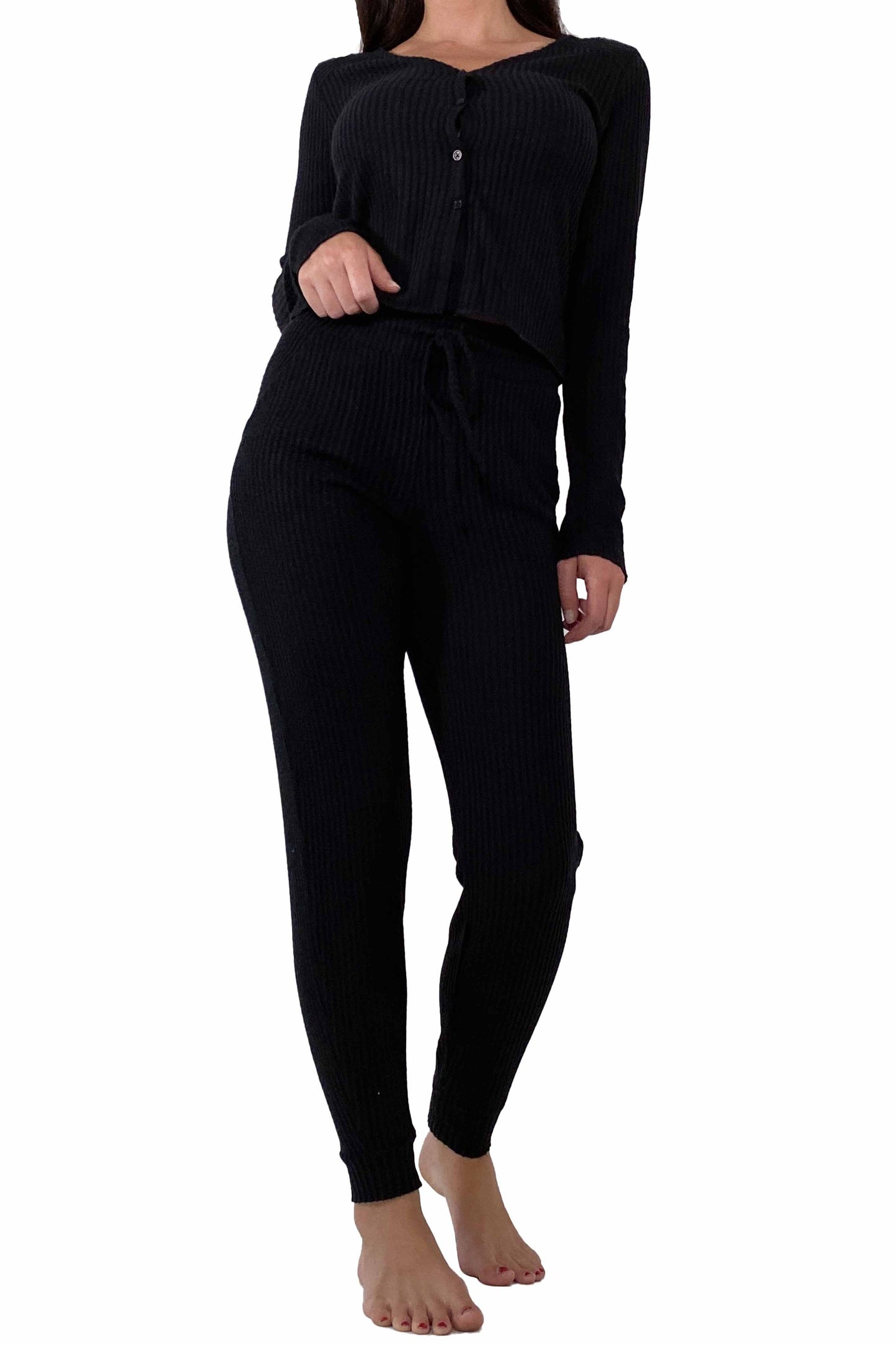 Women's Waffle Fleece Lounge Set (Top + Jogger)