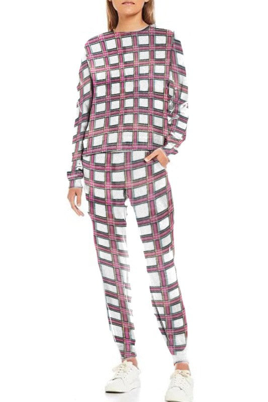 Kid's Lounge Set White Plaid