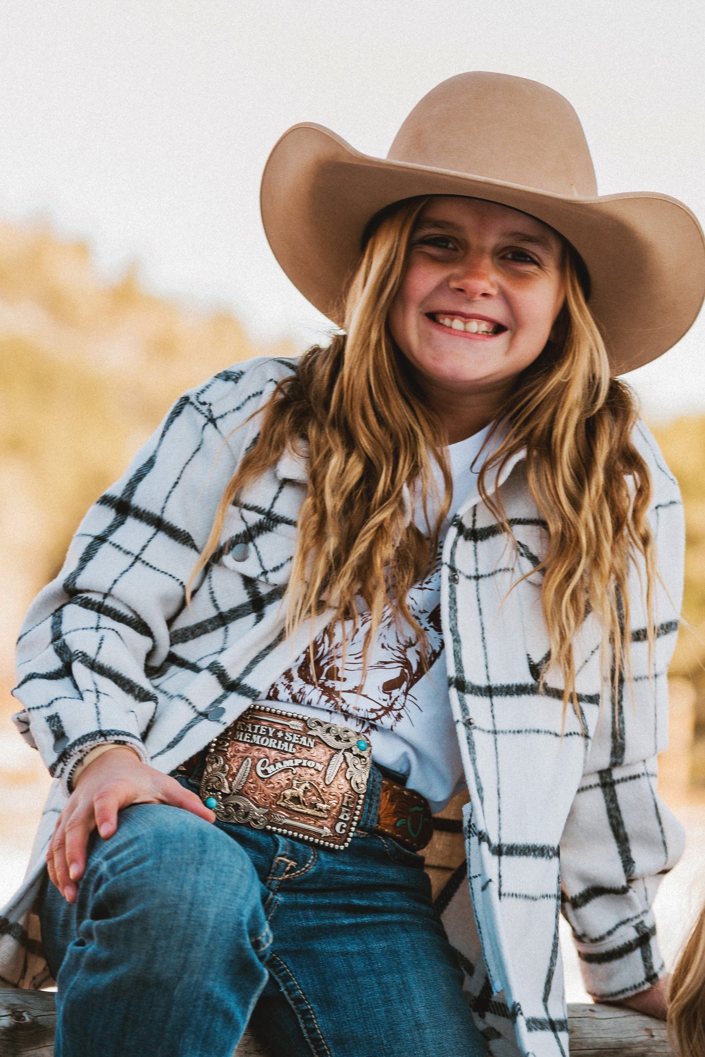 Kid's Shacket Blanco Plaid