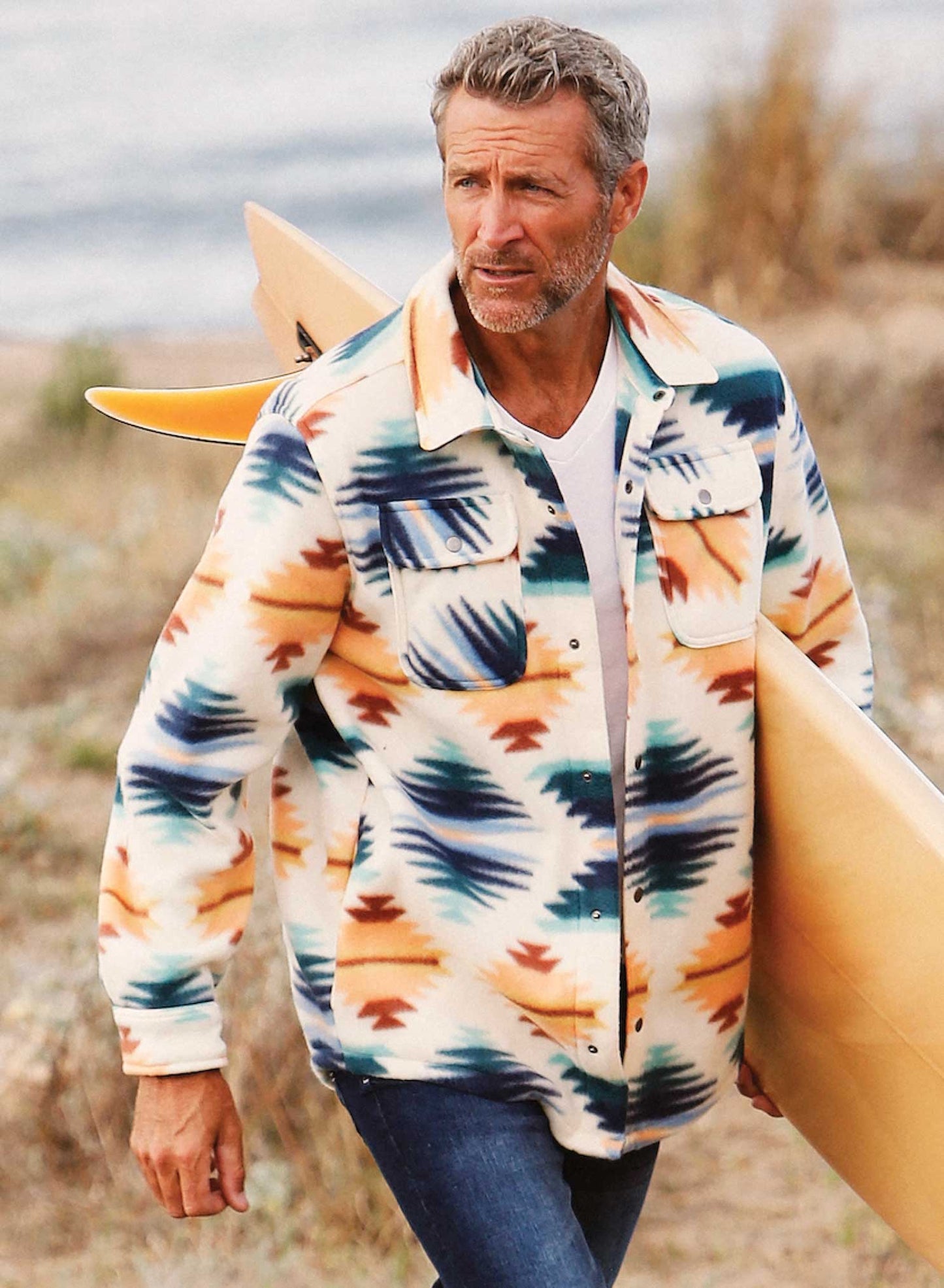 Men's Shacket Beige Aztec image 0