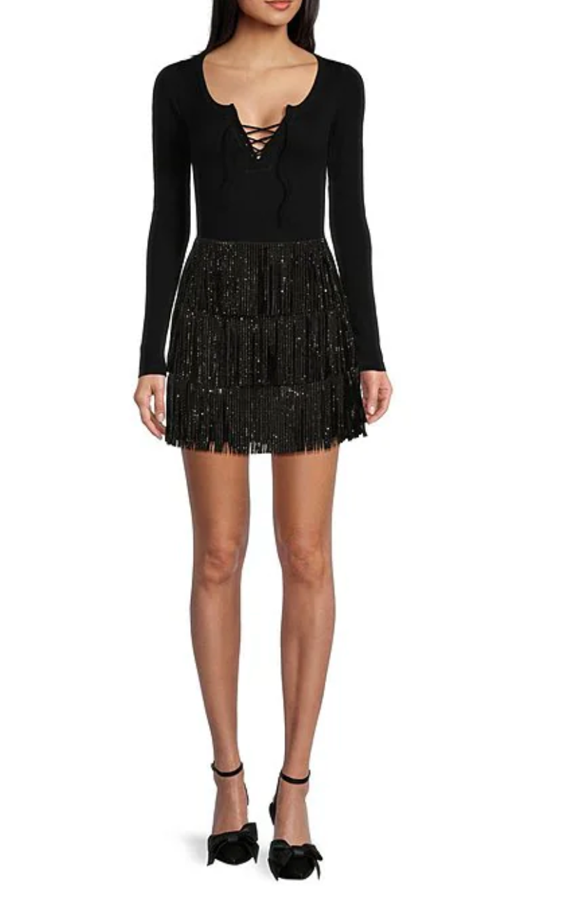 Women's Fringe Rhinestone Skirt image 7