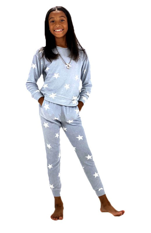 Kid's Heather Grey Star Lounge Set image 3
