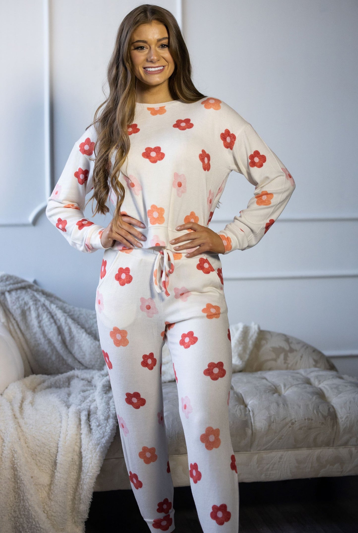 Women's Holiday Lounge Set Lavender Checkered image 5
