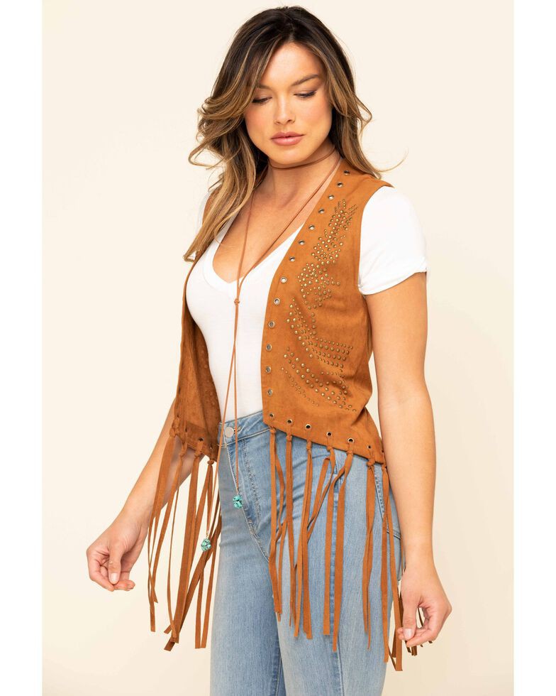 Women’s Studded Suede Rope Stitch Vest