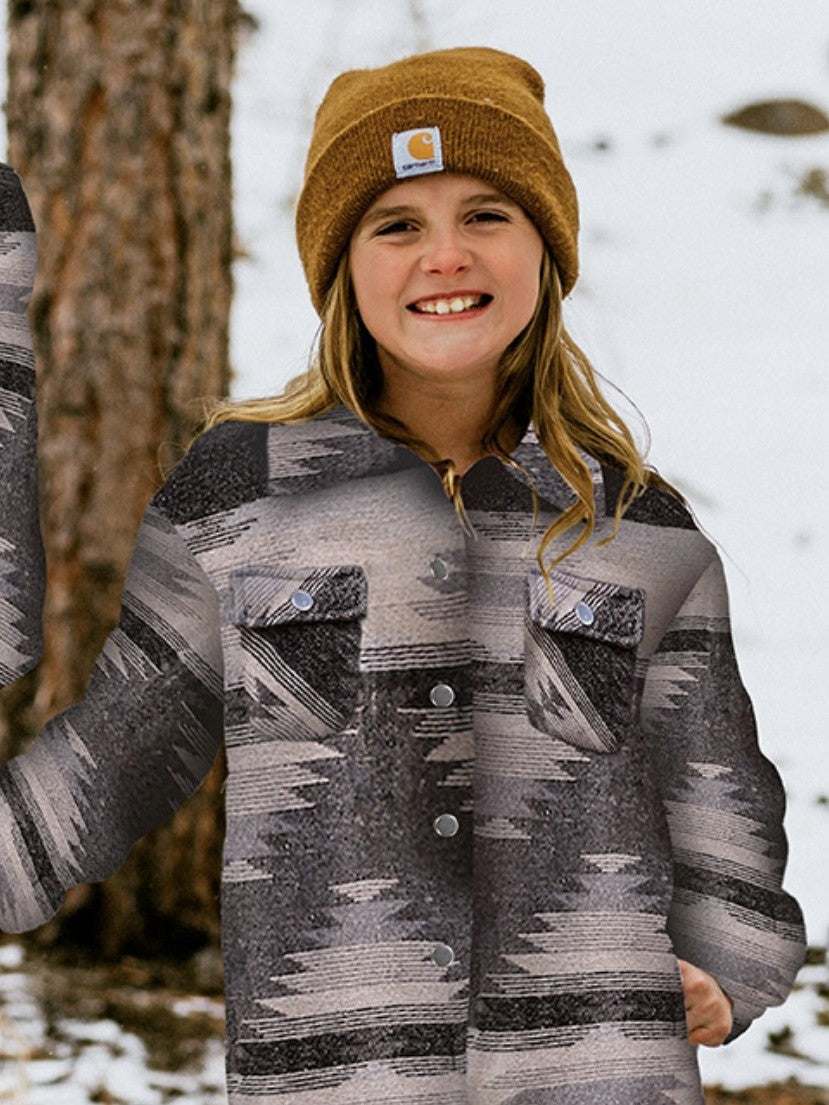 Kid's Shacket Taupe Aztec