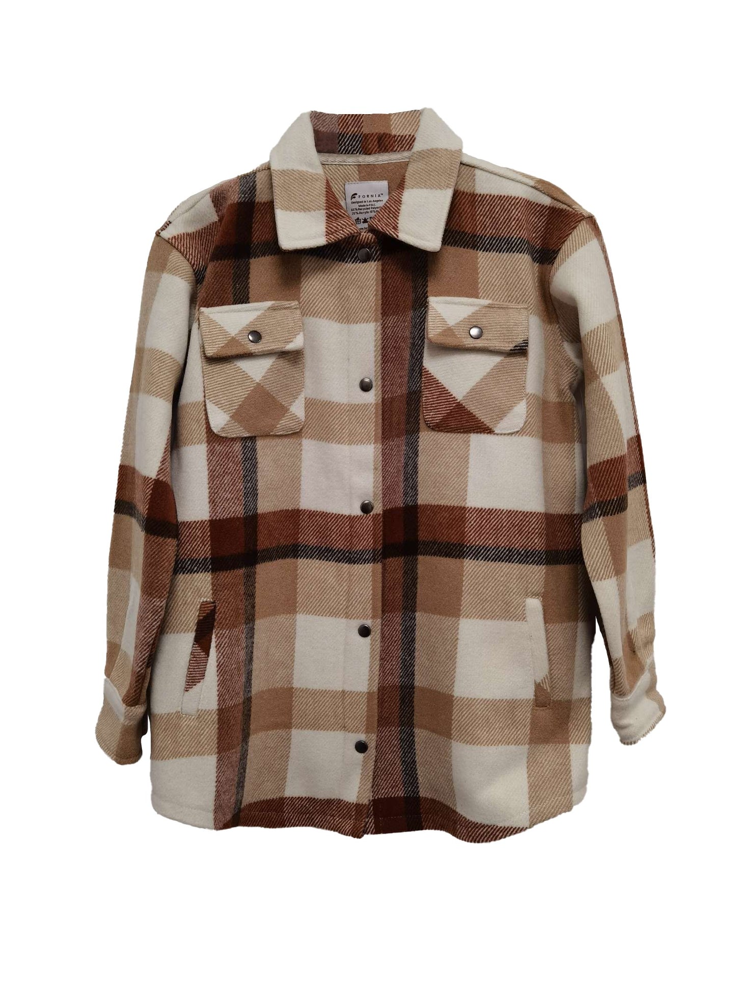 Kid's Shacket Brown Tan Plaid image 0