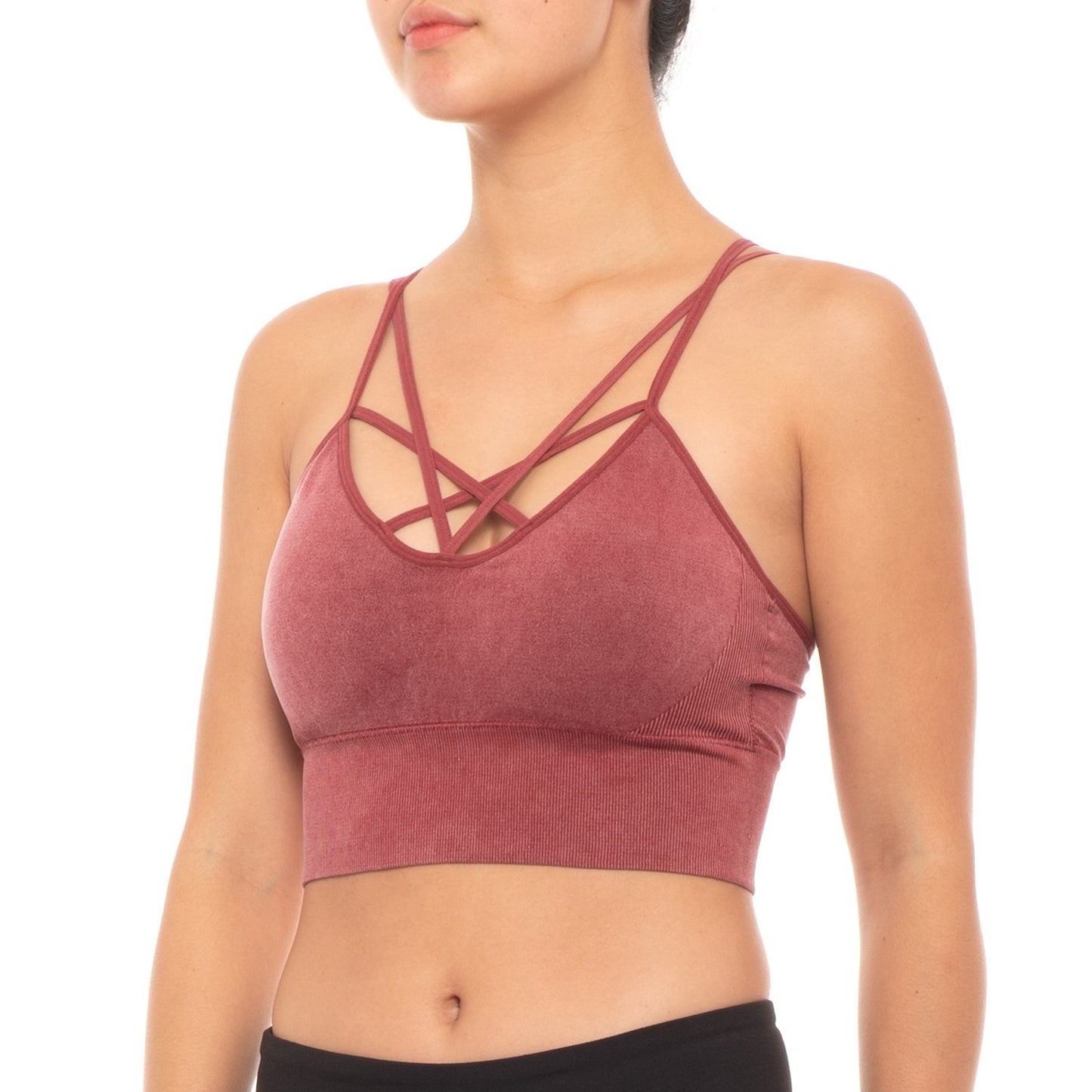 Stone Washed Lattice Bralette Olive image 2