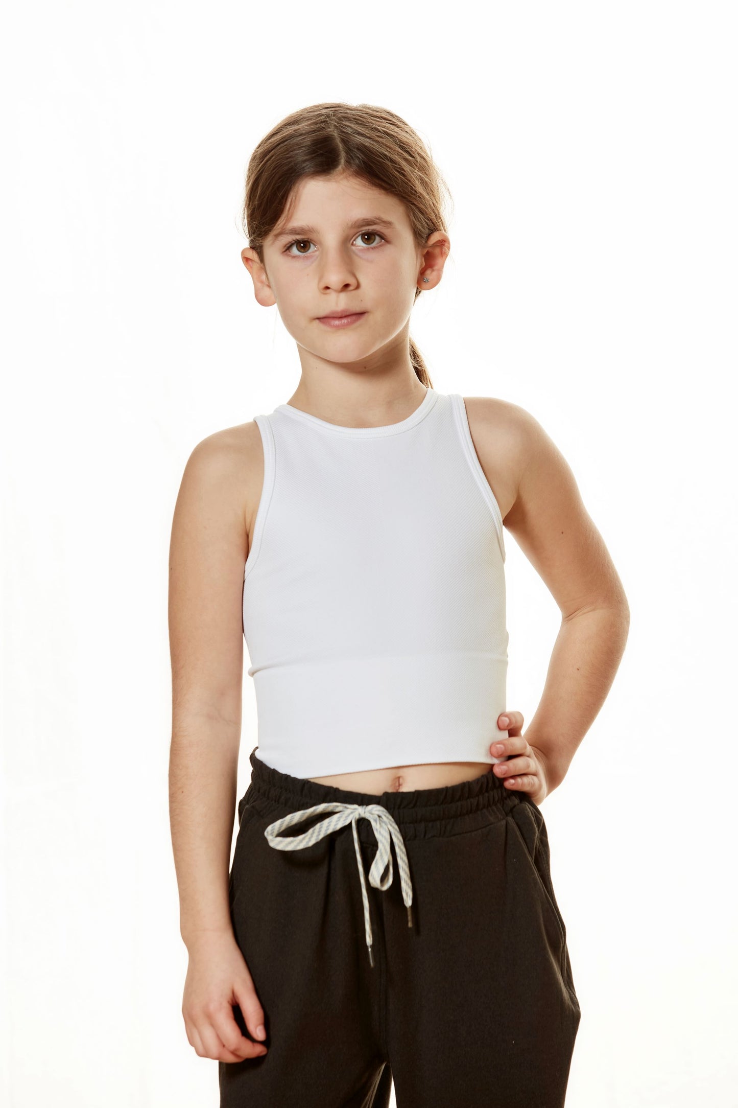 Girls' Chevron Crop Top Slate image 4