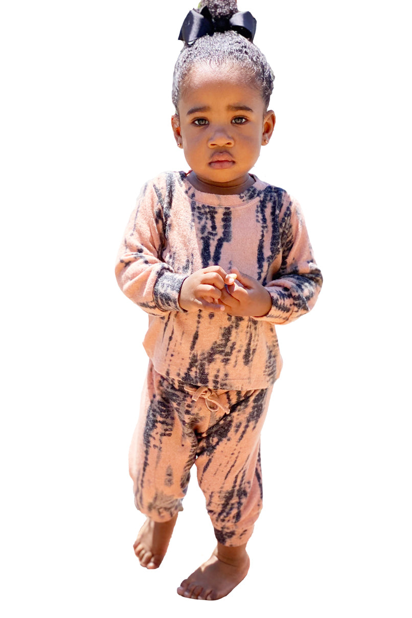 Kid's Peach Tie Dye Lounge Set image 1