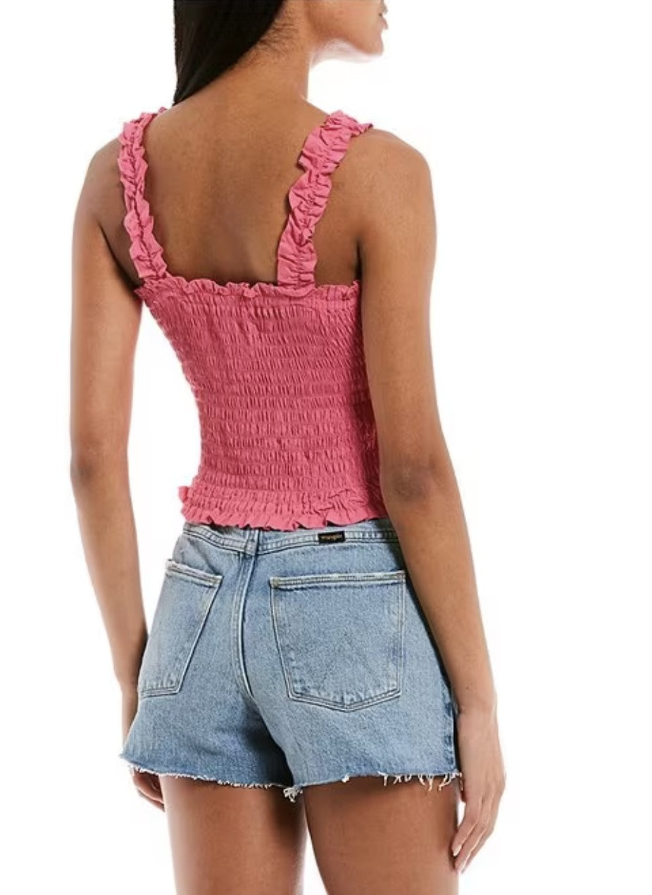Smocked Square Neck Tank Black image 7
