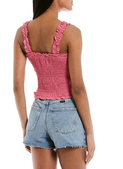 Smocked Square Neck Tank Black image 7