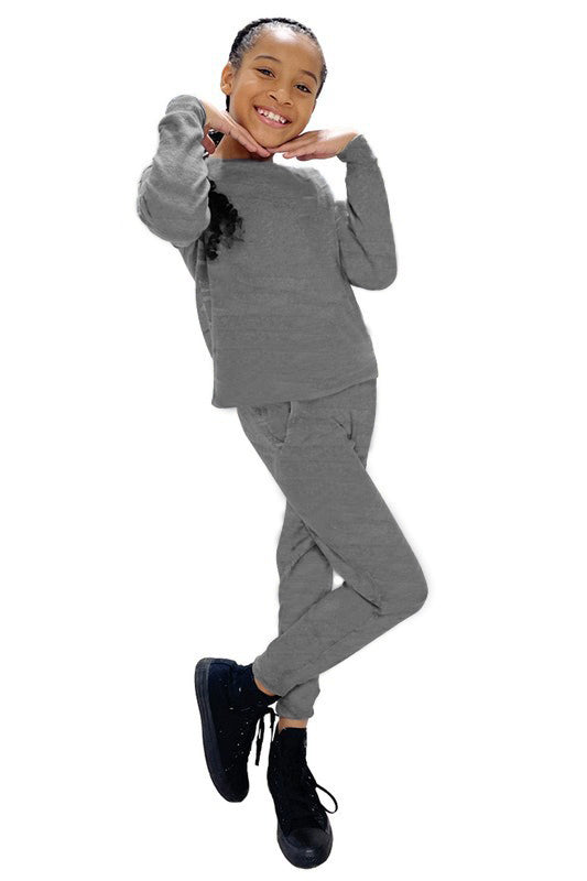 Kid's Tri-Blend Grey Lounge Set image 0