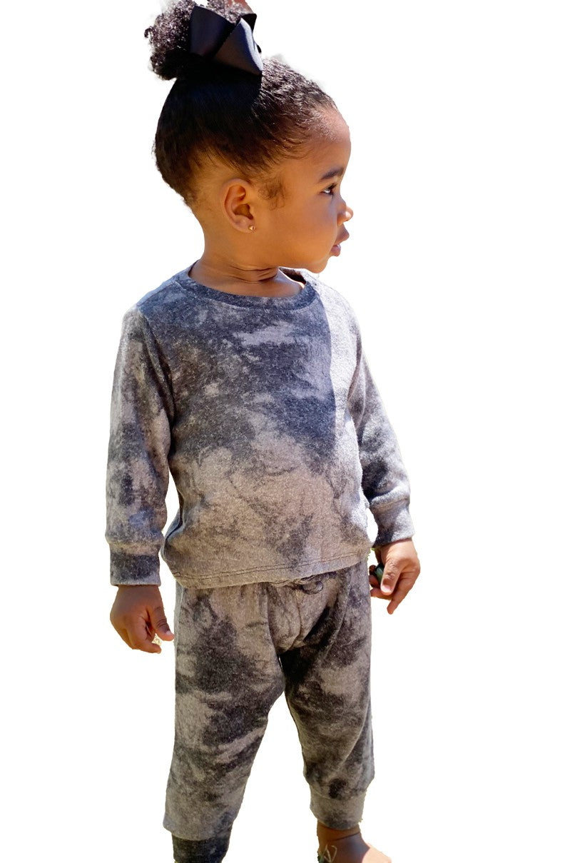 Kid's Lounge Set Black Tie Dye