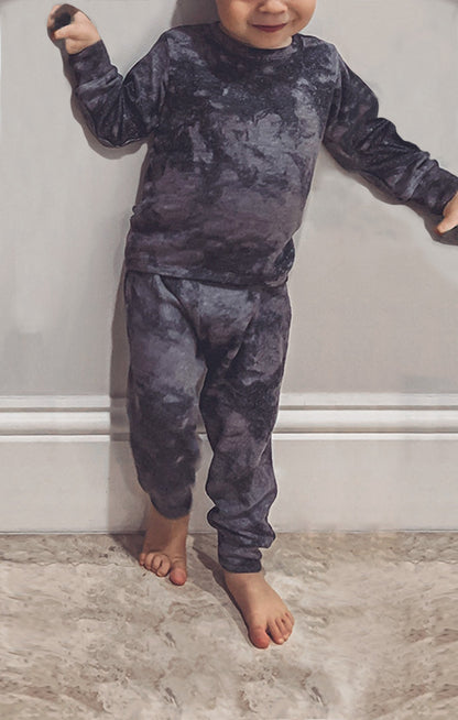 Kid's Lounge Set Black Tie Dye