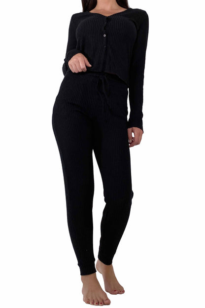 Women's Waffle Fleece Lounge Set (Top + Jogger)
