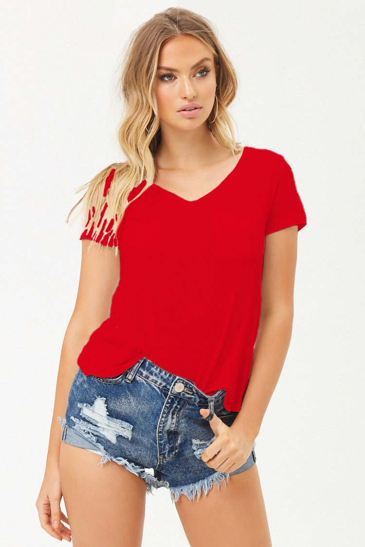 Women's V-Neck Slouchy Pocket Tee