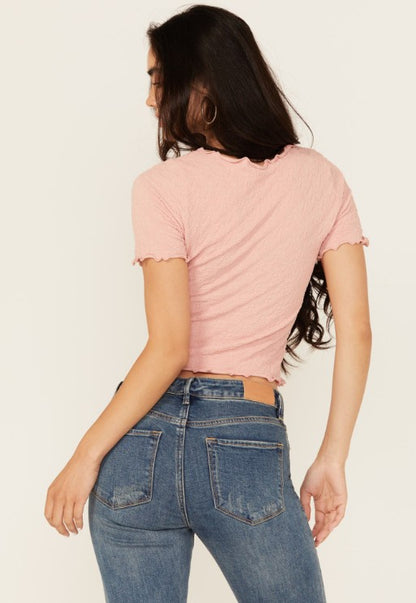 Women's Seamless Jacquard Short Sleeve