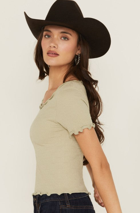 Women's Seamless Jacquard Short Sleeve