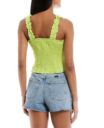 Smocked Square Neck Tank Black image 5