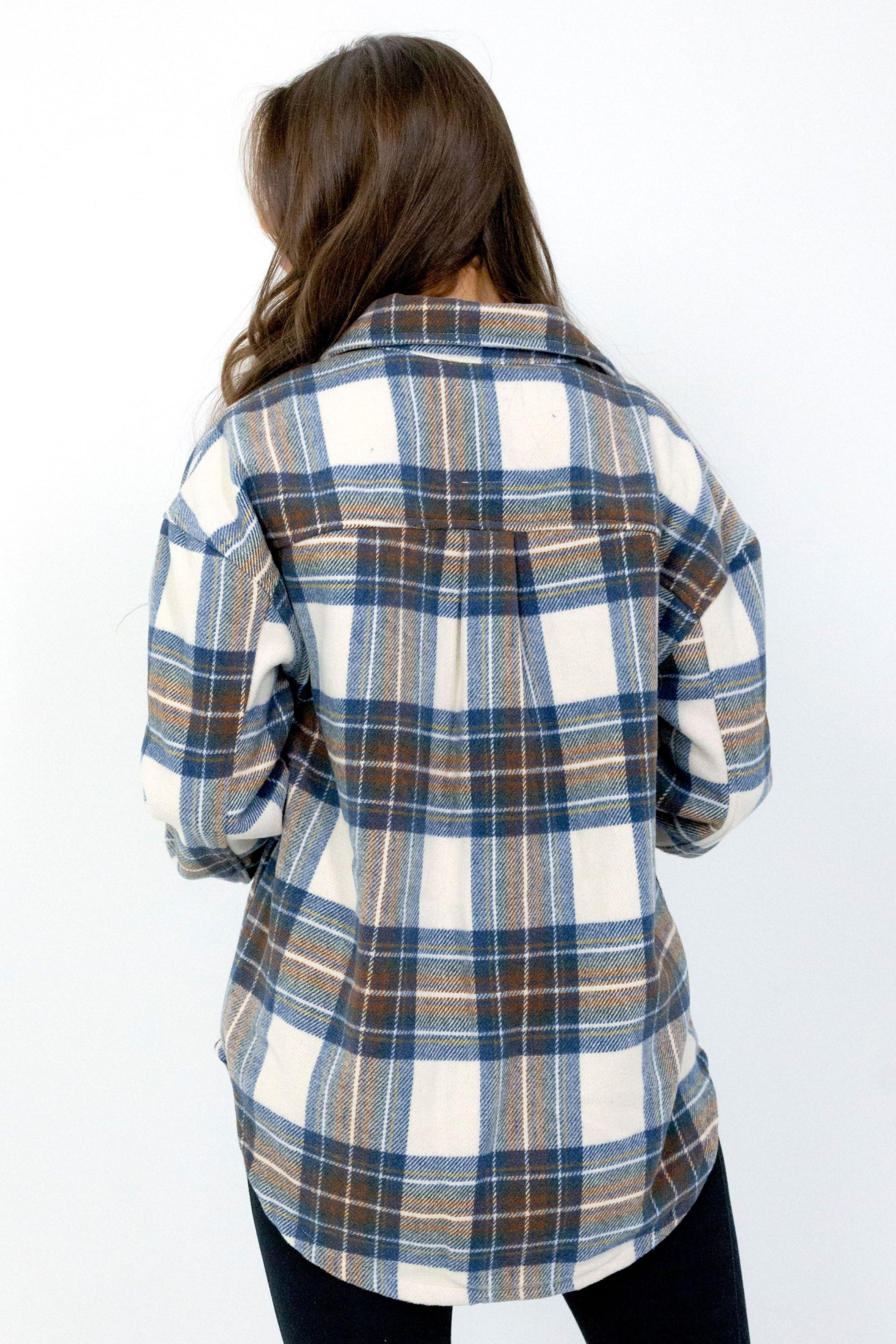 Women's Brushed Tweed Shacket Beige Tartan image 1