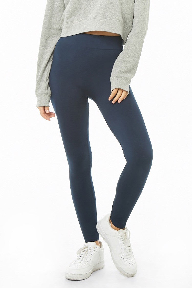 Women's Solid Fleece Lined Leggings - Multi Size