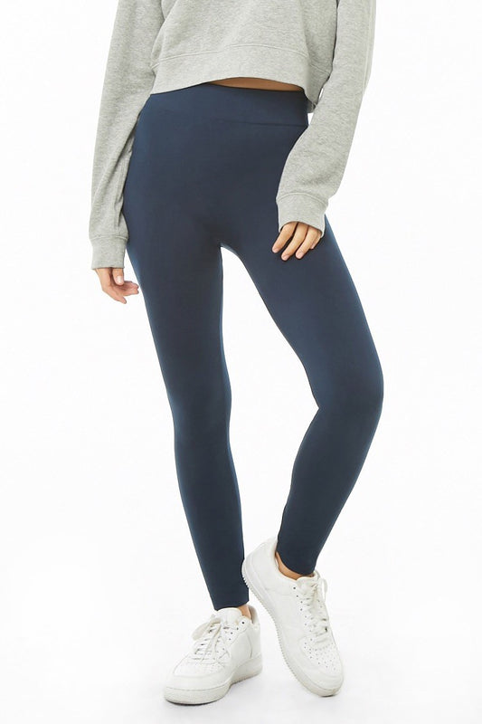 Women's Solid Fleece Lined Leggings - Multi Size