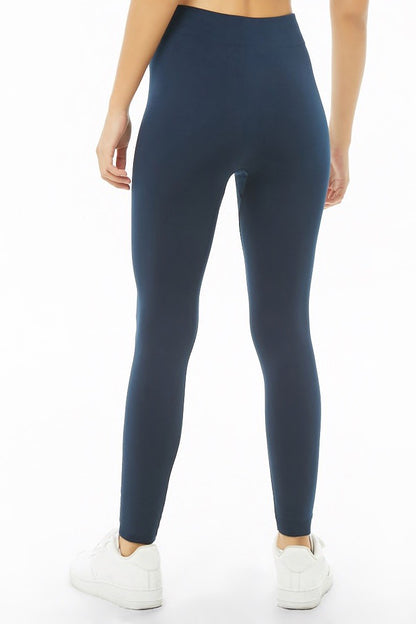 Women's Solid Fleece Lined Leggings - Multi Size