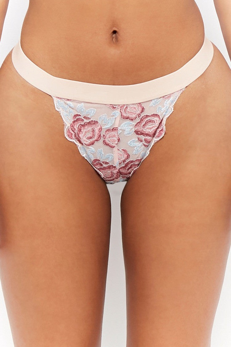 Floral Embroidery Bralette and Panties Set