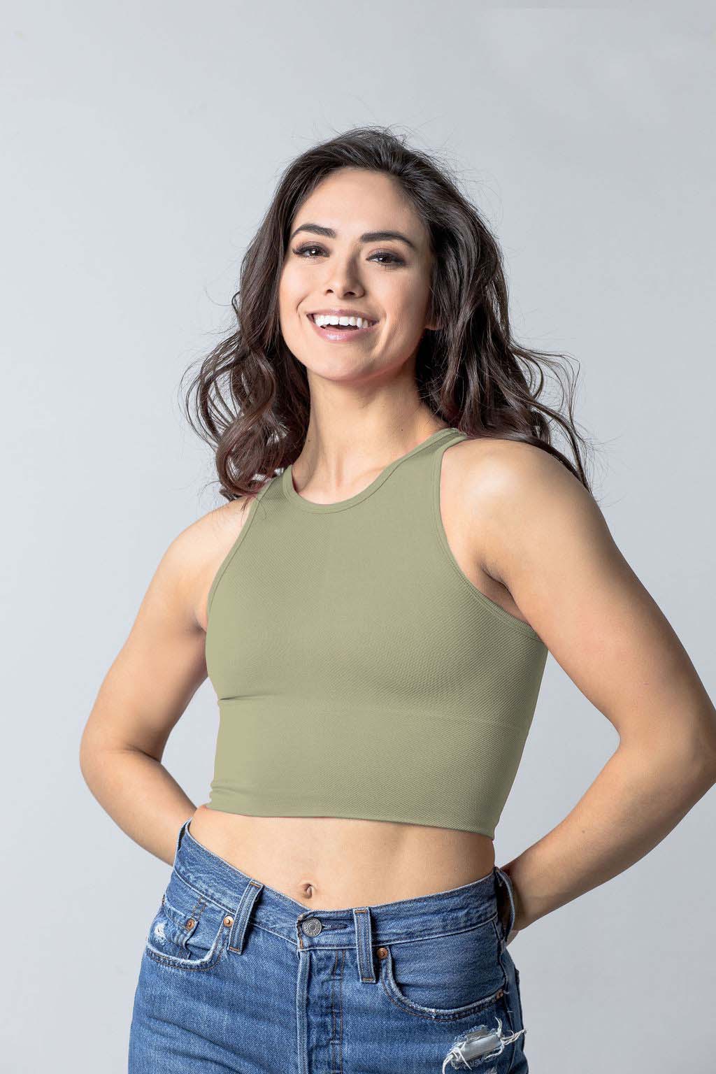 Women's Chevron Crop Top Chive Blossom image 8