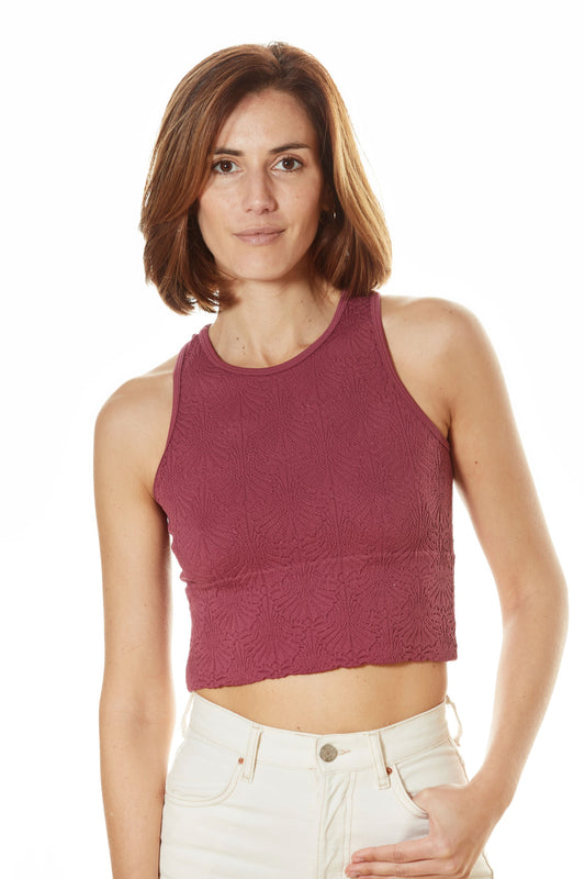 Floral High Neck Crop Top Black Onyx image 7