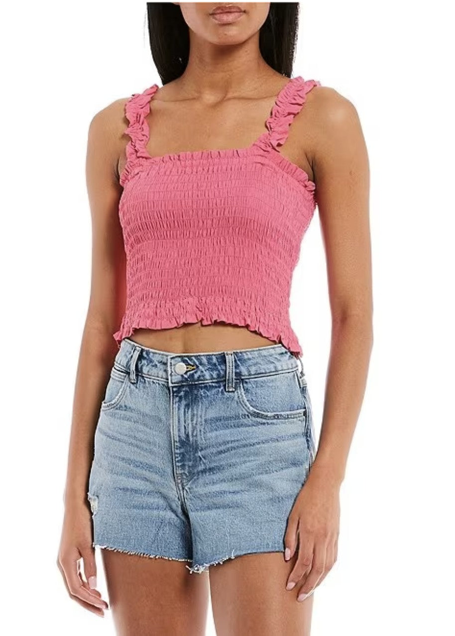 Smocked Square Neck Tank Black image 6