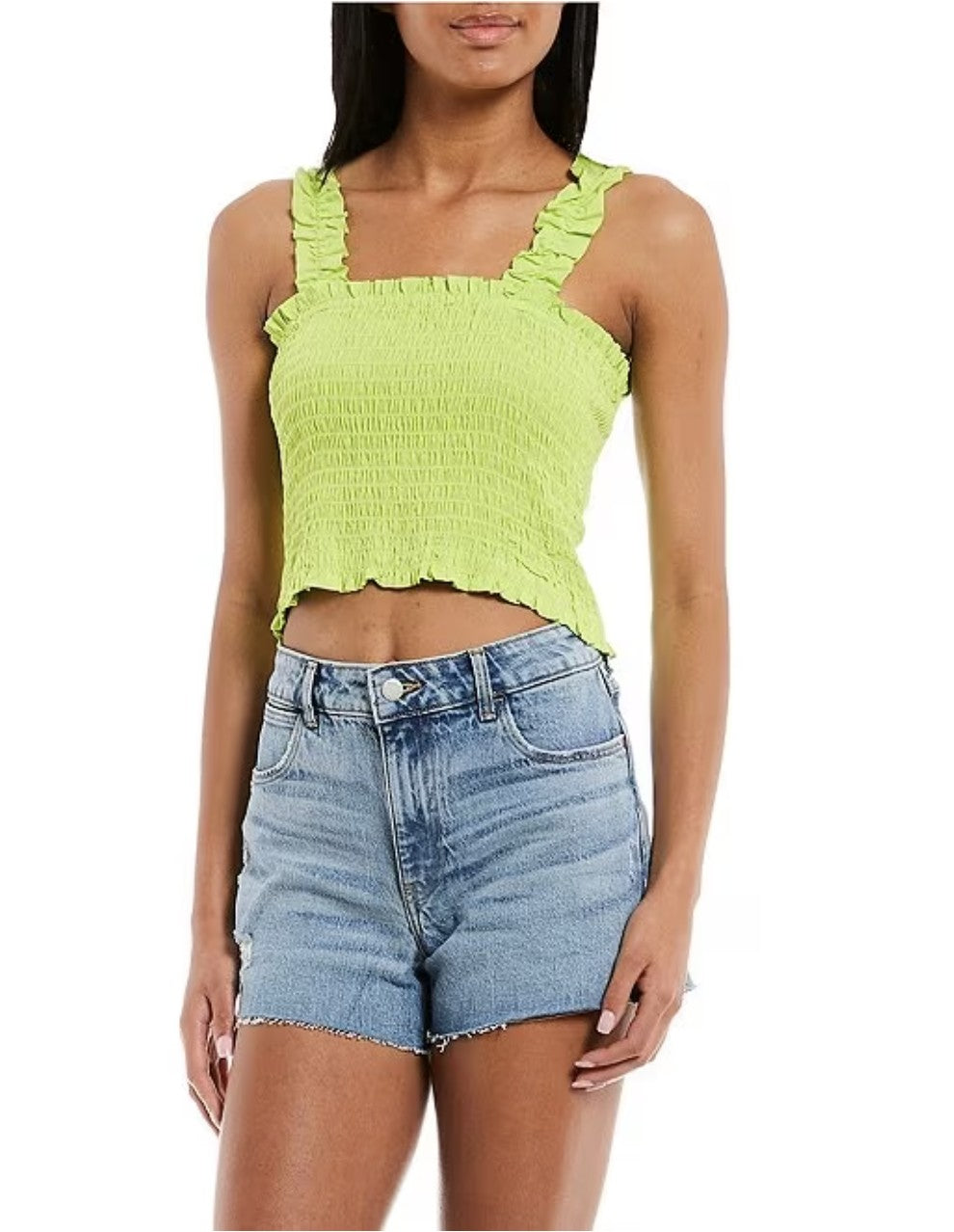 Smocked Square Neck Tank Black image 4