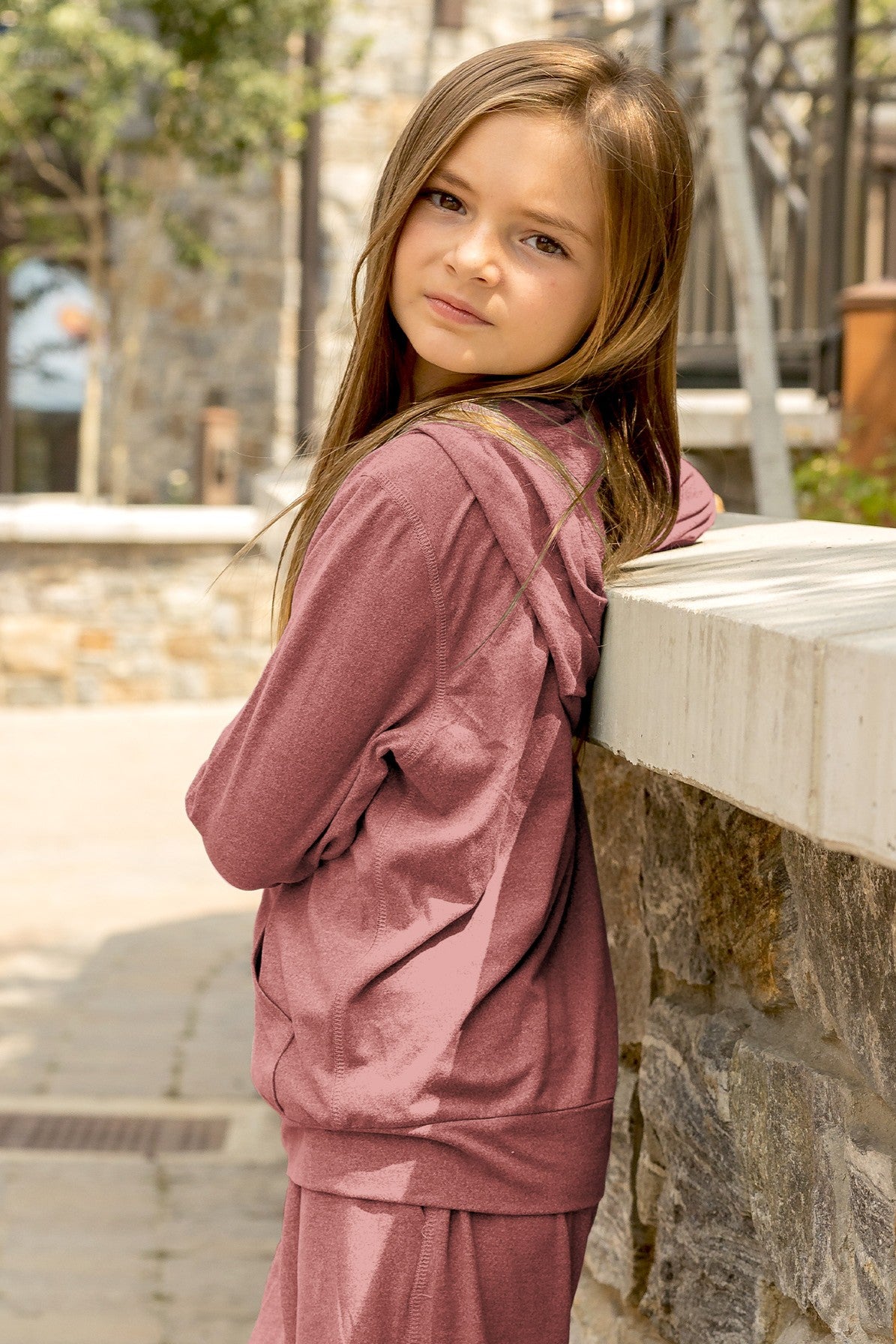 Girls' Yoga Non-Zip Hoodie Ivy image 1