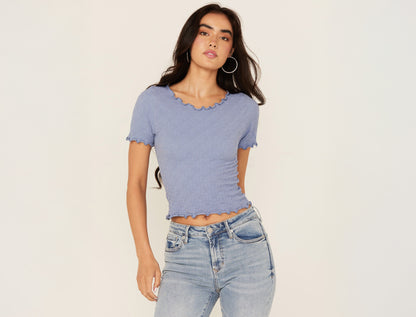 Women's Seamless Jacquard Short Sleeve