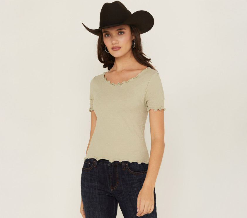 Women's Seamless Jacquard Short Sleeve