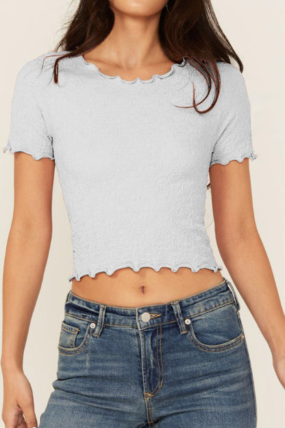 Women's Seamless Jacquard Short Sleeve