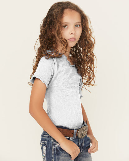 Girls' Seamless Jacquard Short Sleeve