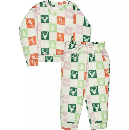 Infant & Toddlers Hacci Multi Checkered Lounge Set