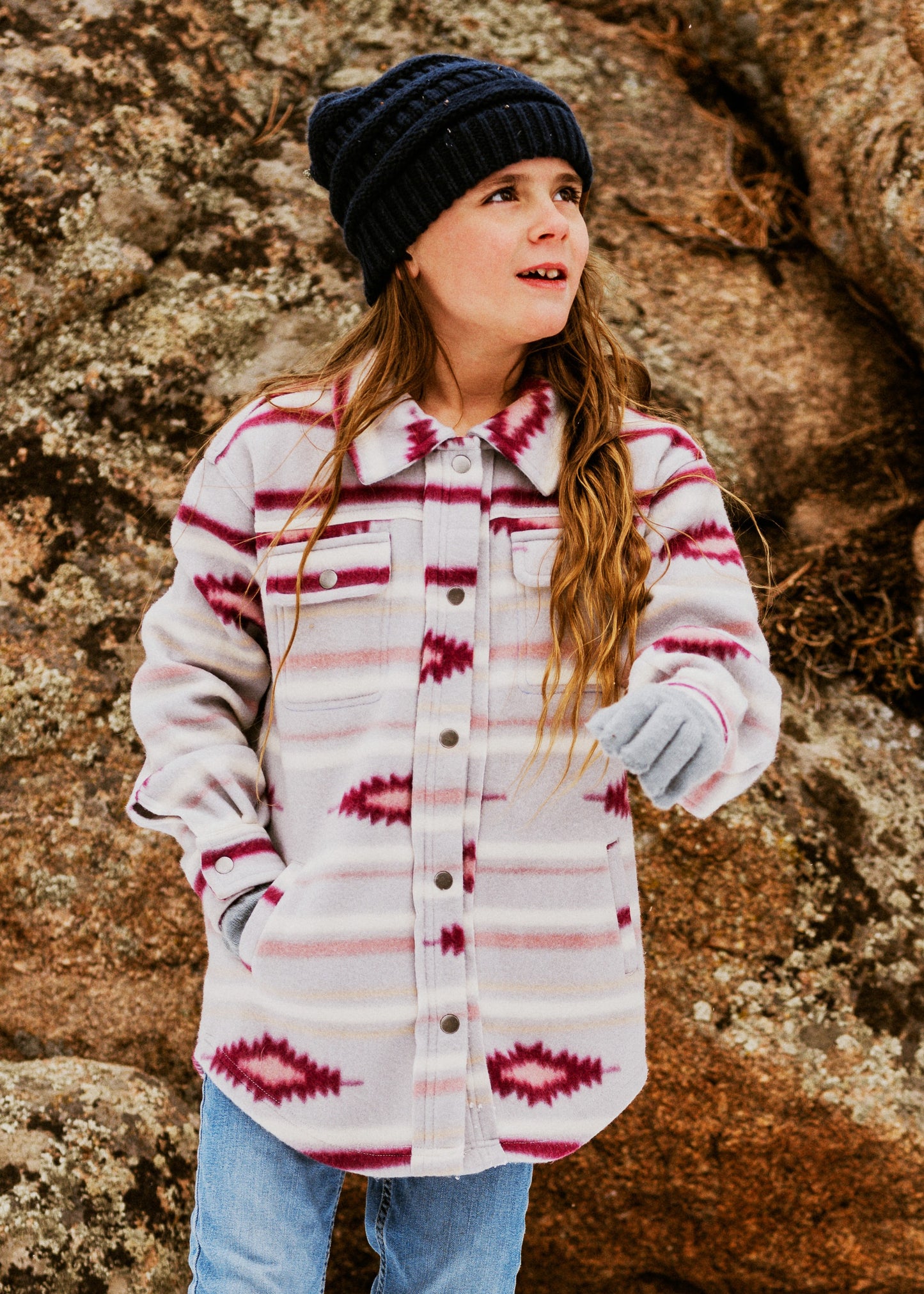 Kid's Shacket Purple Aztec image 0
