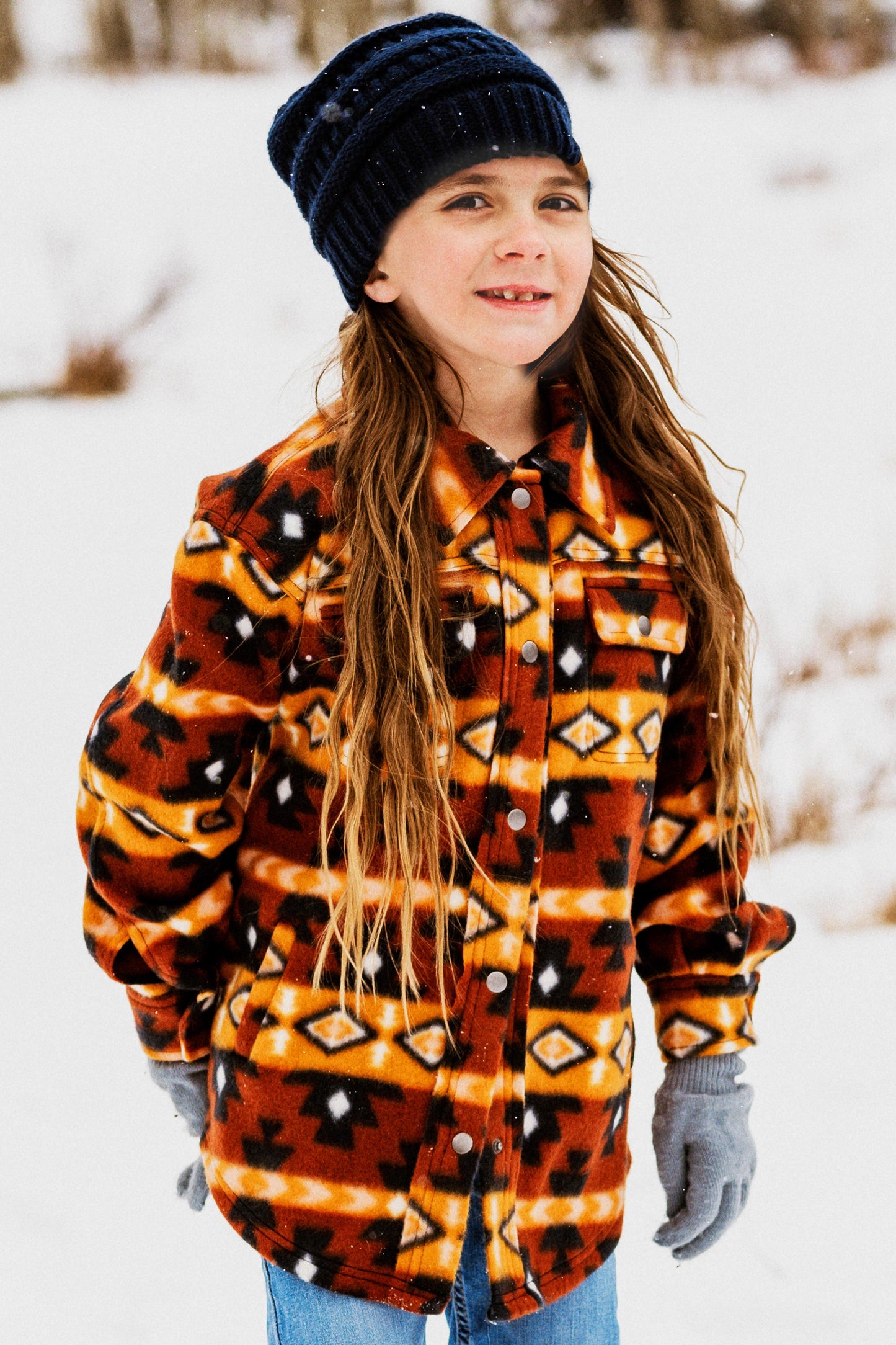 Kid's Shacket Rust Aztec