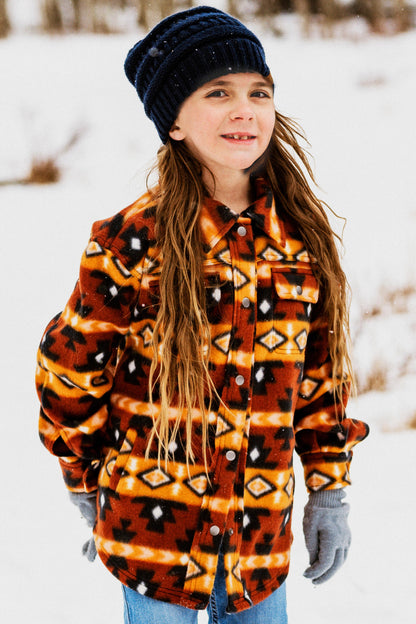 Kid's Shacket Rust Aztec