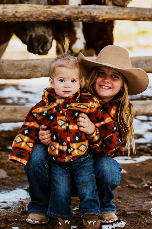 Kid's Shacket Rust Aztec