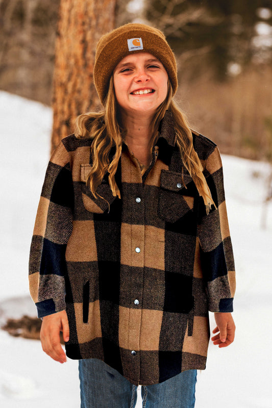 Kid's Shacket Butterscotch Plaid
