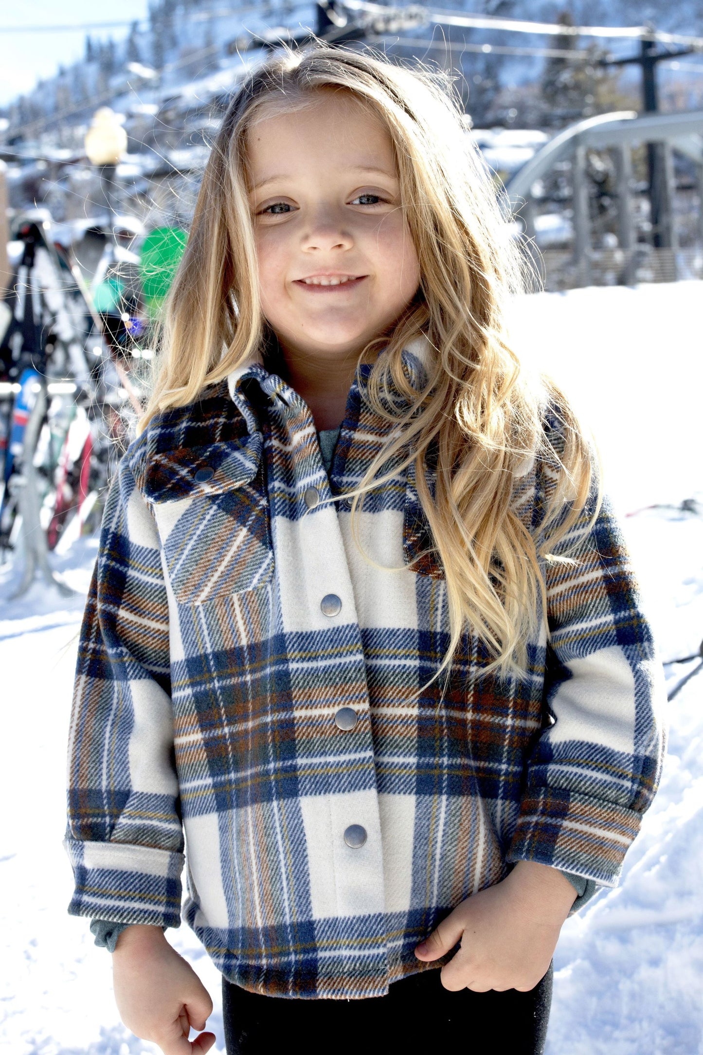 Kid's Shacket Beige Tartan