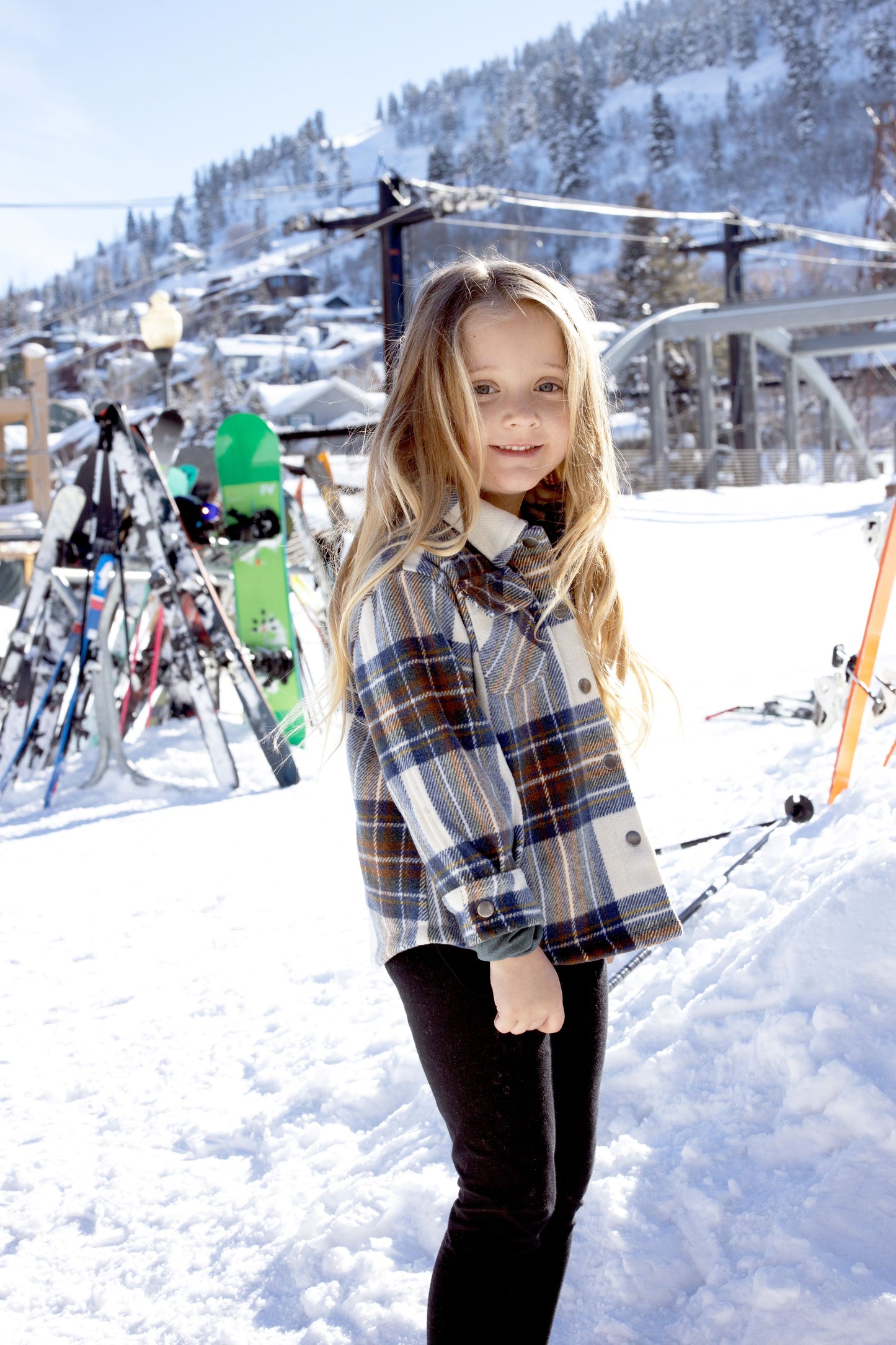 Kid's Shacket Beige Tartan